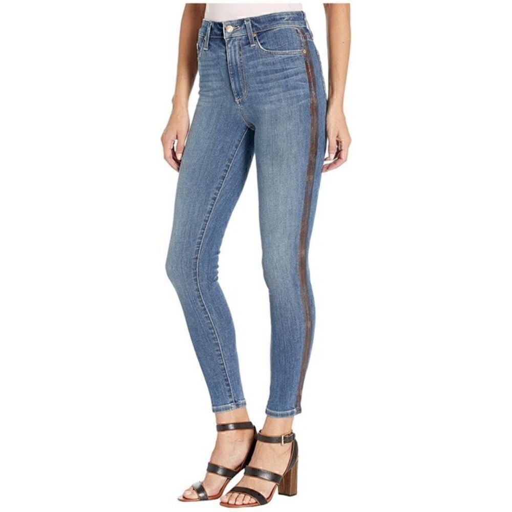 Joe’s Charlie High Rise Skinny Ankle Jeans Cobra Side Stripe Jaylyn Wash Size 28